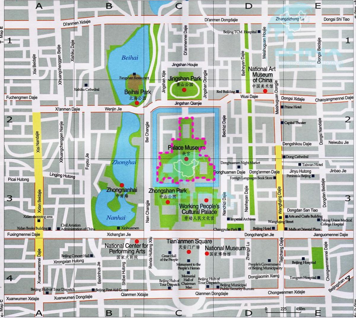 mapa ng Beijing sa mga atraksyong panturista