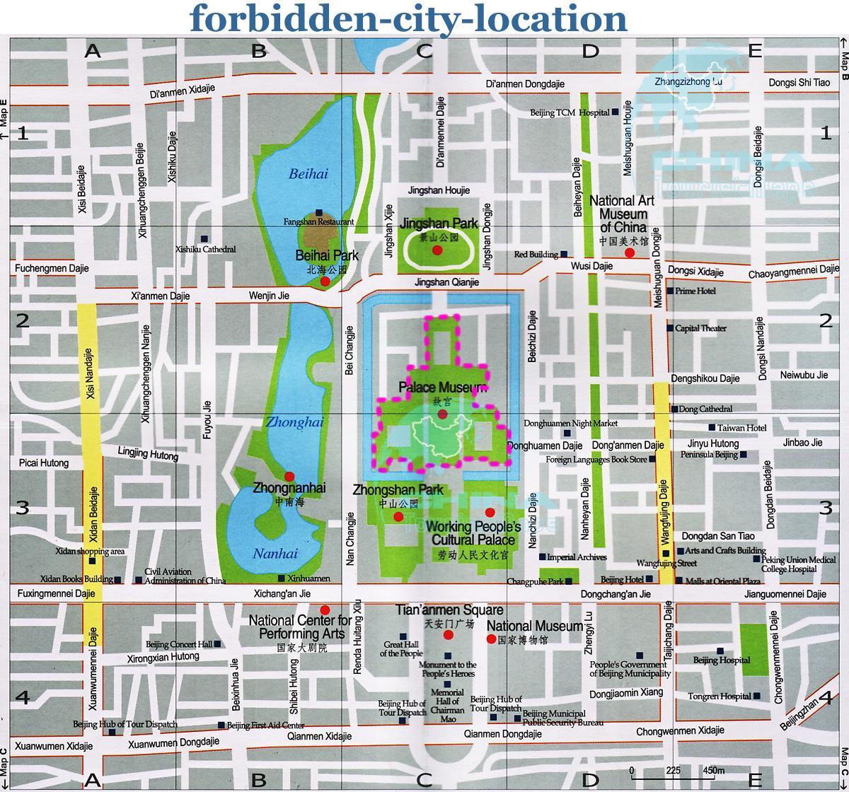 forbidden city sa Beijing mapa